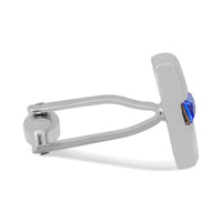 MarZthomson Blue Crystal with Silver Rectangle Cufflink-Cufflinks.com.sg