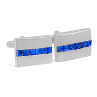 MarZthomson Blue Crystal with Silver Rectangle Cufflink-Cufflinks.com.sg