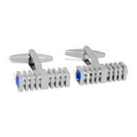 MarZthomson Blue Crystal with Silver Square Design Cufflink-Cufflinks.com.sg
