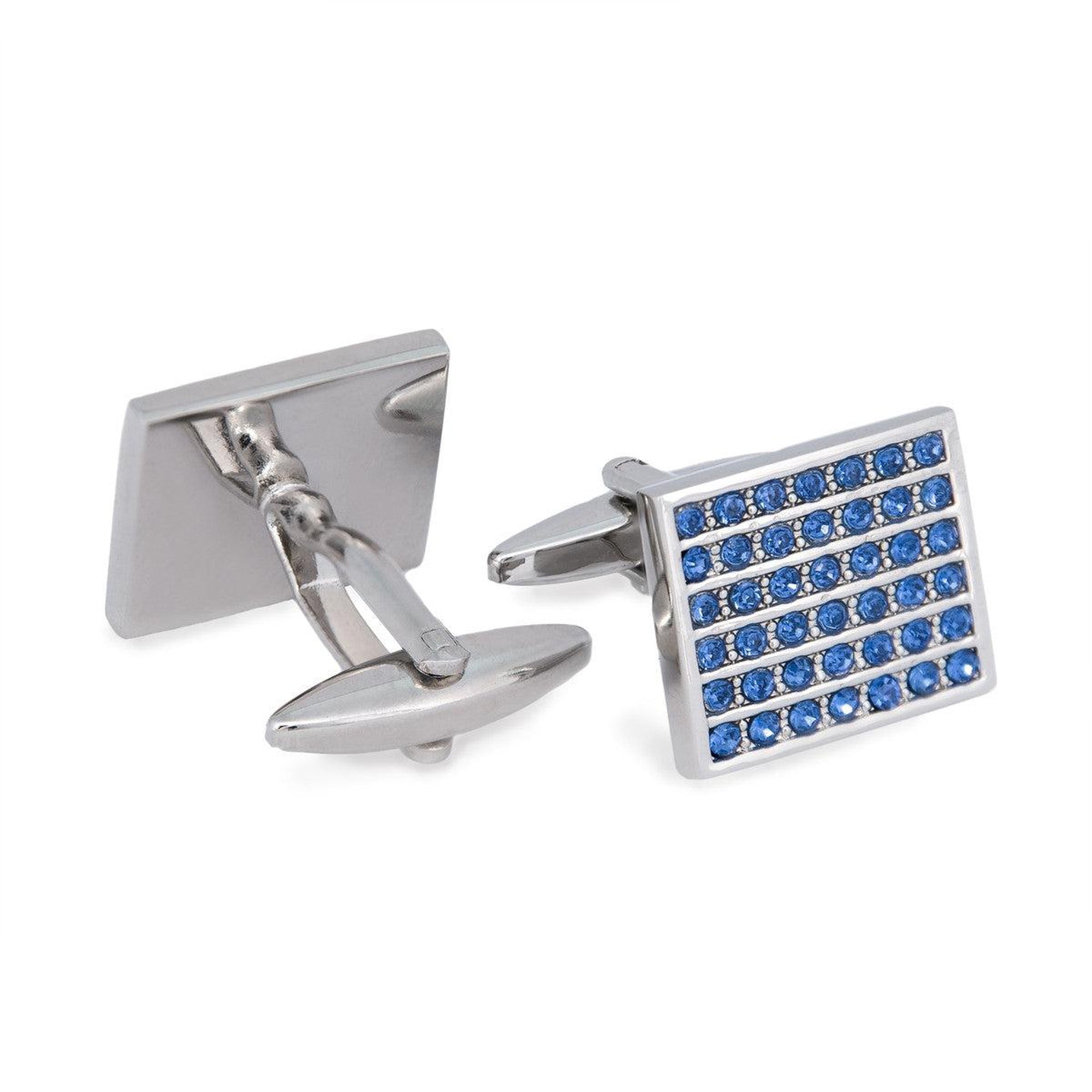 MarZthomson Blue Tiled Crystals Rectangle Cufflinks F-Cufflinks.com.sg