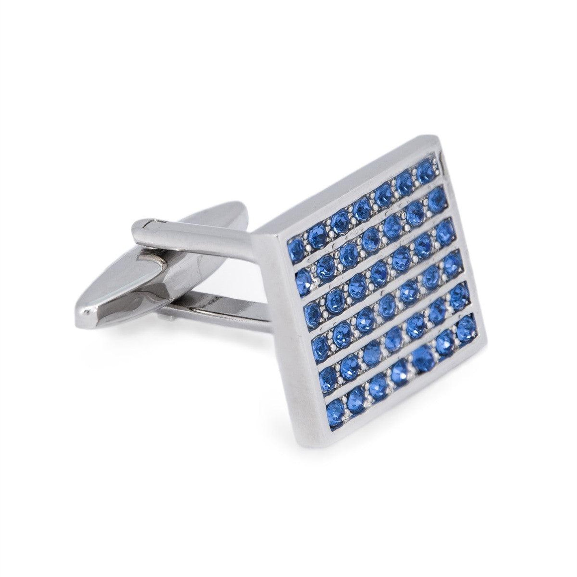 MarZthomson Blue Tiled Crystals Rectangle Cufflinks F-Cufflinks.com.sg