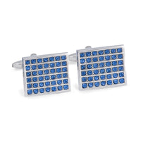 MarZthomson Blue Tiled Crystals Rectangle Cufflinks F-Cufflinks.com.sg