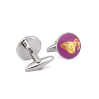 MarZthomson Botanic Series - Round Gold Butterfly Cufflinks-Cufflinks.com.sg