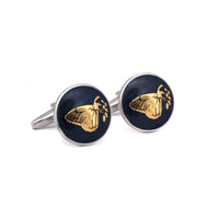 MarZthomson Botanic Series - Round Gold Butterfly Cufflinks-Cufflinks.com.sg