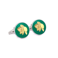 MarZthomson Botanic Series - Round Gold Orchid Cufflinks-Cufflinks.com.sg