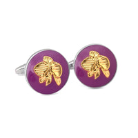 MarZthomson Botanic Series - Round Gold Orchid Cufflinks-Cufflinks.com.sg