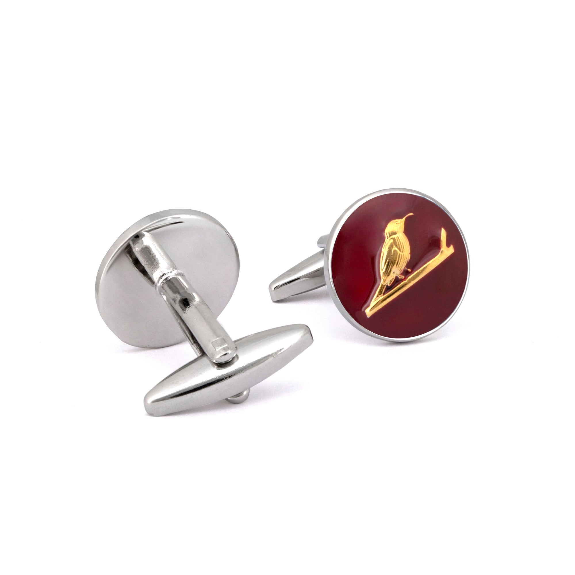 MarZthomson Botanic Series - Round Gold Sunbird Cufflinks-Cufflinks.com.sg