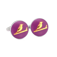 MarZthomson Botanic Series - Round Gold Sunbird Cufflinks-Cufflinks.com.sg