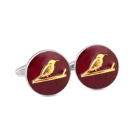 MarZthomson Botanic Series - Round Gold Sunbird Cufflinks-Cufflinks.com.sg