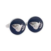 MarZthomson Botanic Series - Round Silver Butterfly Cufflinks-Cufflinks.com.sg