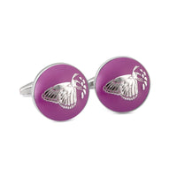 MarZthomson Botanic Series - Round Silver Butterfly Cufflinks-Cufflinks.com.sg