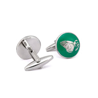 MarZthomson Botanic Series - Round Silver Butterfly Cufflinks in Green-Cufflinks.com.sg