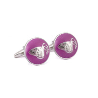 MarZthomson Botanic Series - Round Silver Butterfly Cufflinks in Purple-Cufflinks.com.sg