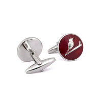 MarZthomson Botanic Series - Round Silver Sunbird Cufflinks-Cufflinks.com.sg