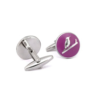 MarZthomson Botanic Series - Round Silver Sunbird Cufflinks-Cufflinks.com.sg