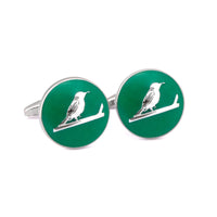 MarZthomson Botanic Series - Round Silver Sunbird Cufflinks-Cufflinks.com.sg