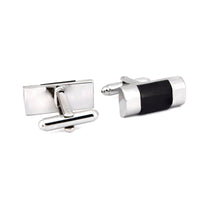 MarZthomson Classic Rectangle Cufflinks with Black Faceted Centerpiece-Cufflinks.com.sg