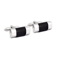 MarZthomson Classic Rectangle Cufflinks with Black Faceted Centerpiece-Cufflinks.com.sg