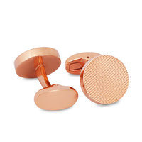 MarZthomson Classic Round Rose Gold Textured Cufflinks-Cufflinks.com.sg