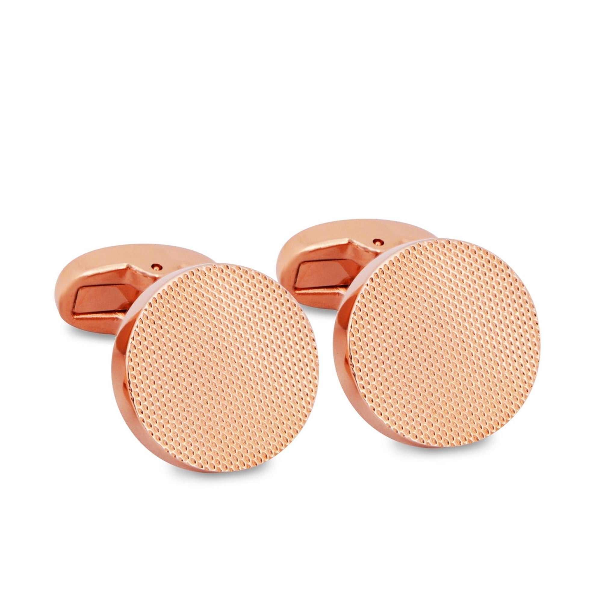 MarZthomson Classic Round Rose Gold Textured Cufflinks-Cufflinks.com.sg
