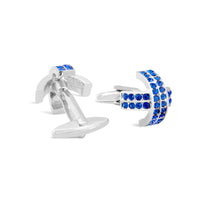 MarZthomson Crisscross Overlap Blue Crystal Cufflinks M-Cufflinks.com.sg