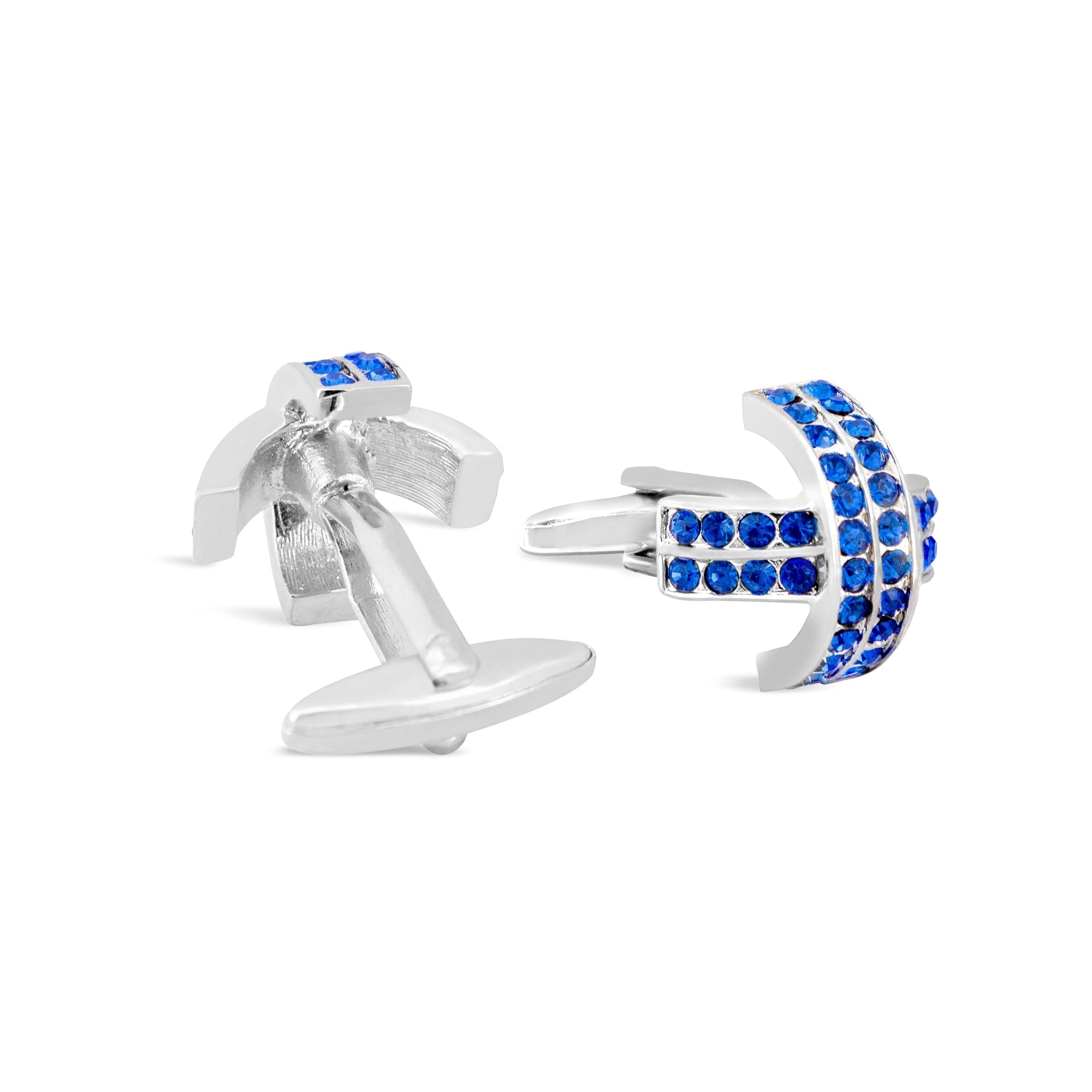 MarZthomson Crisscross Overlap Blue Crystal Cufflinks M-Cufflinks.com.sg