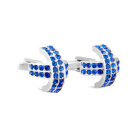 MarZthomson Crisscross Overlap Blue Crystal Cufflinks M-Cufflinks.com.sg