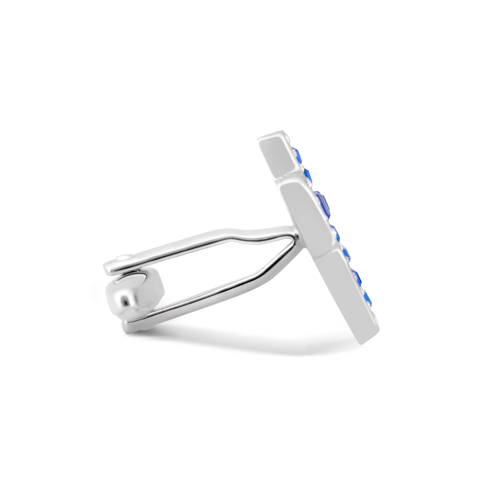 MarZthomson Cross Shape Clear and Blue Crystals Cufflinks M16-Cufflinks.com.sg