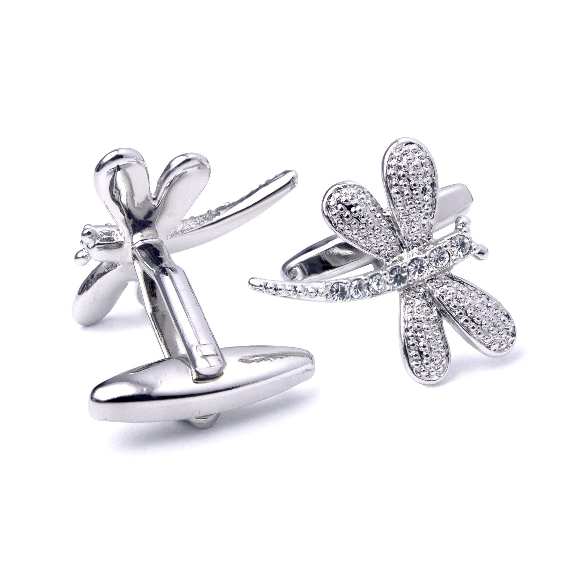 MarZthomson Dragonfly Cufflinks with Clear Crystals M-Cufflinks.com.sg