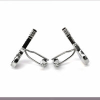 MarZthomson Electric Guitar Cufflink in Silver and Black Crystal-Novelty Cufflinks-MarZthomson-Cufflinks.com.sg