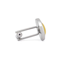 MarZthomson Faceted Round Bezel with Fibre Optic Glass Cufflink in Yellow-Cufflinks.com.sg