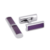 MarZthomson Foldable Rectangle Cufflinks with Purple Centerpiece M-Cufflinks.com.sg