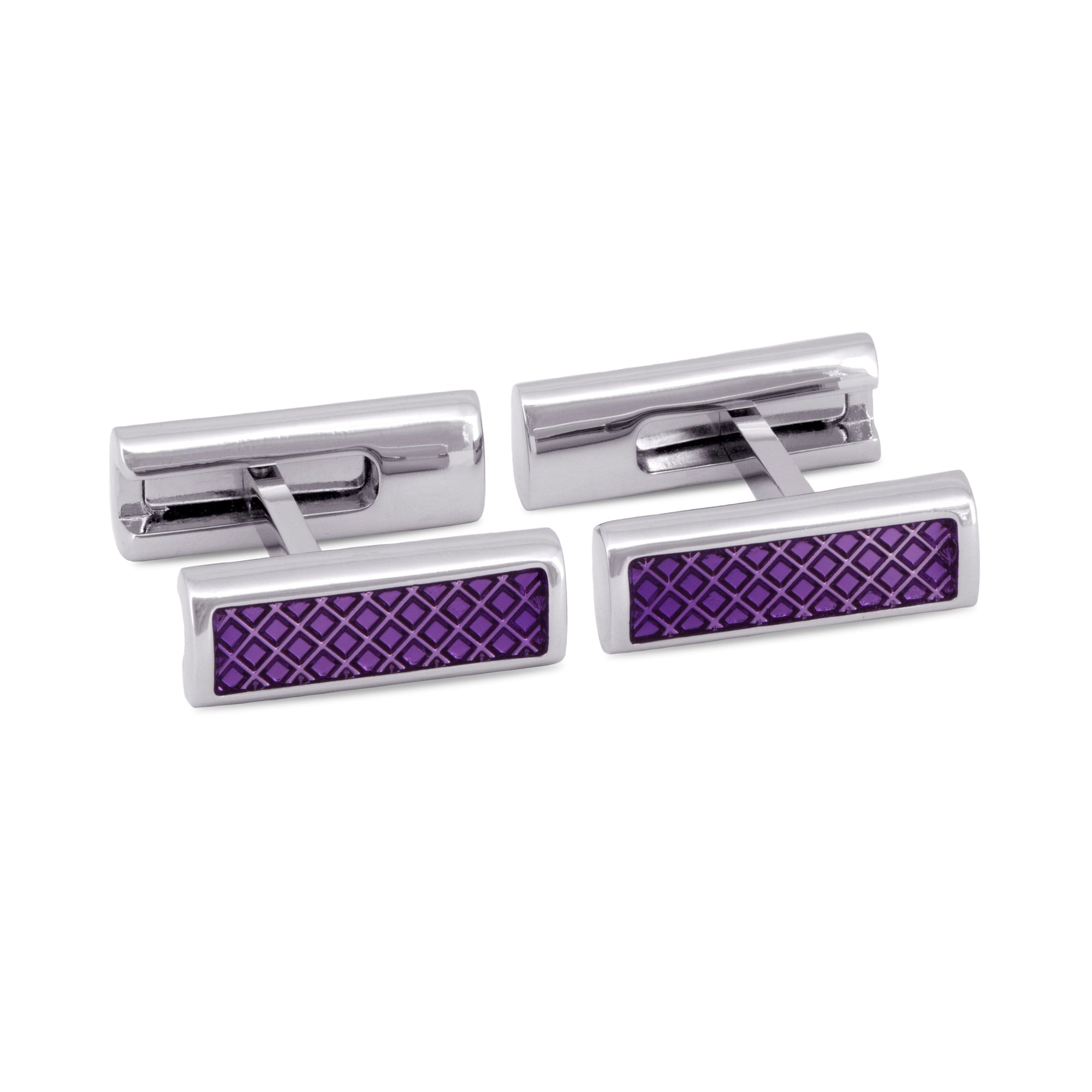 MarZthomson Foldable Rectangle Cufflinks with Purple Centerpiece M-Cufflinks.com.sg