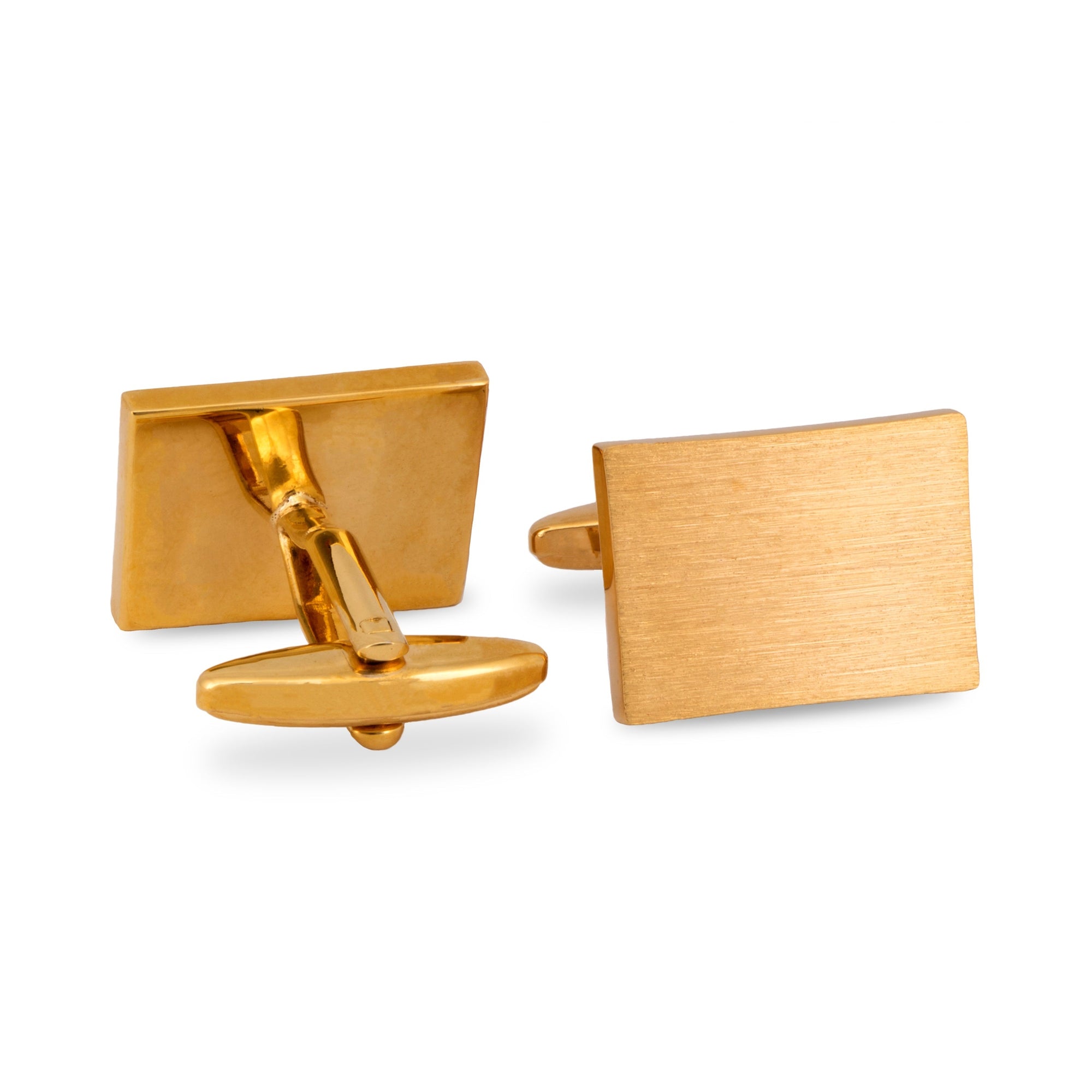MarZthomson Gold Rectangle Brushed Matte Cufflinks-Cufflinks.com.sg