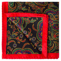 MarZthomson Large Paisley Pocket Square in Black and Red-Pocket Squares-MarZthomson-Cufflinks.com.sg