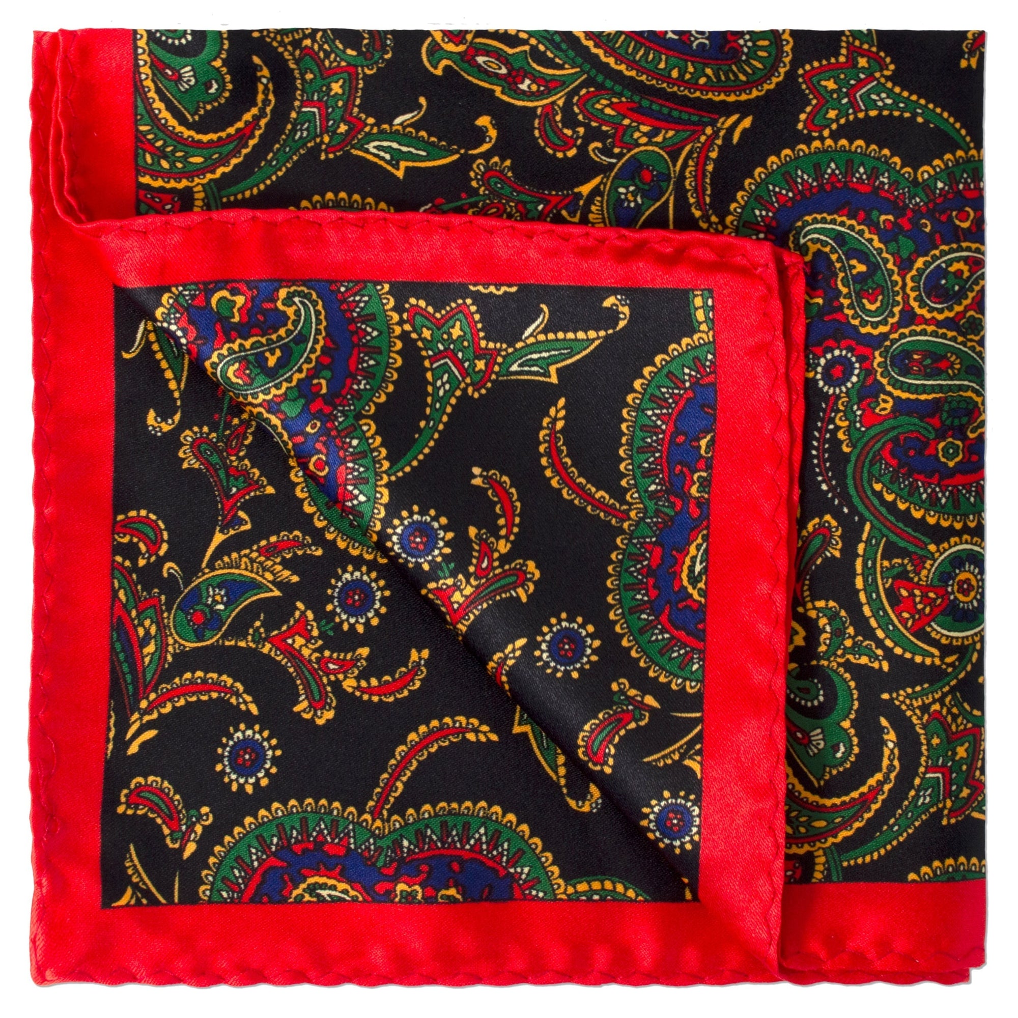 MarZthomson Large Paisley Pocket Square in Black and Red-Pocket Squares-MarZthomson-Cufflinks.com.sg