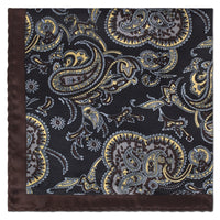 MarZthomson Large Paisley Pocket Square in Black and Red-Pocket Squares-MarZthomson-Black Brown-Cufflinks.com.sg