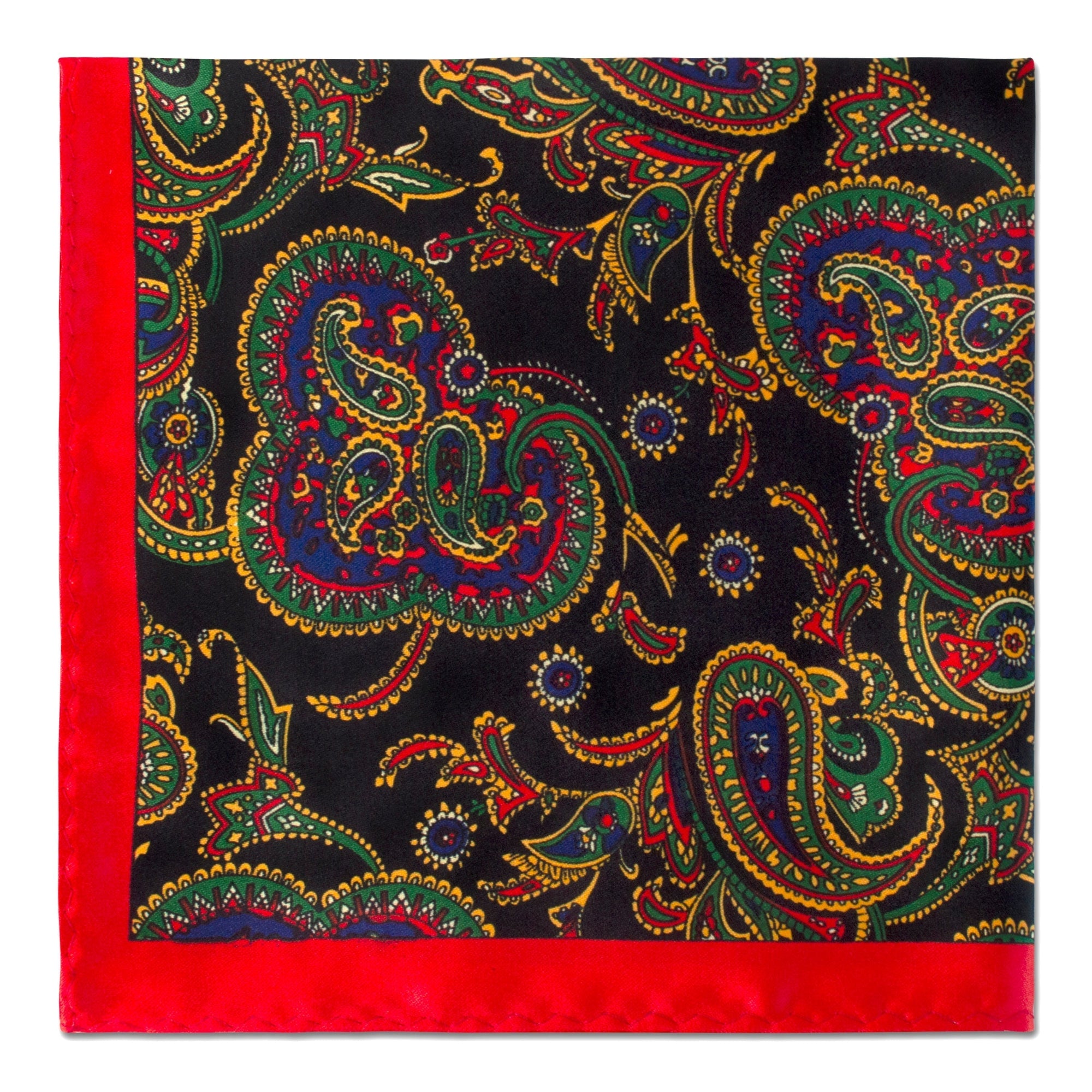 MarZthomson Large Paisley Pocket Square in Black and Red-Pocket Squares-MarZthomson-Black Red-Cufflinks.com.sg