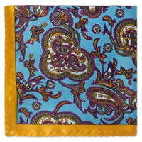 MarZthomson Large Paisley Pocket Square in Black and Red-Pocket Squares-MarZthomson-Blue - Yellow-Cufflinks.com.sg