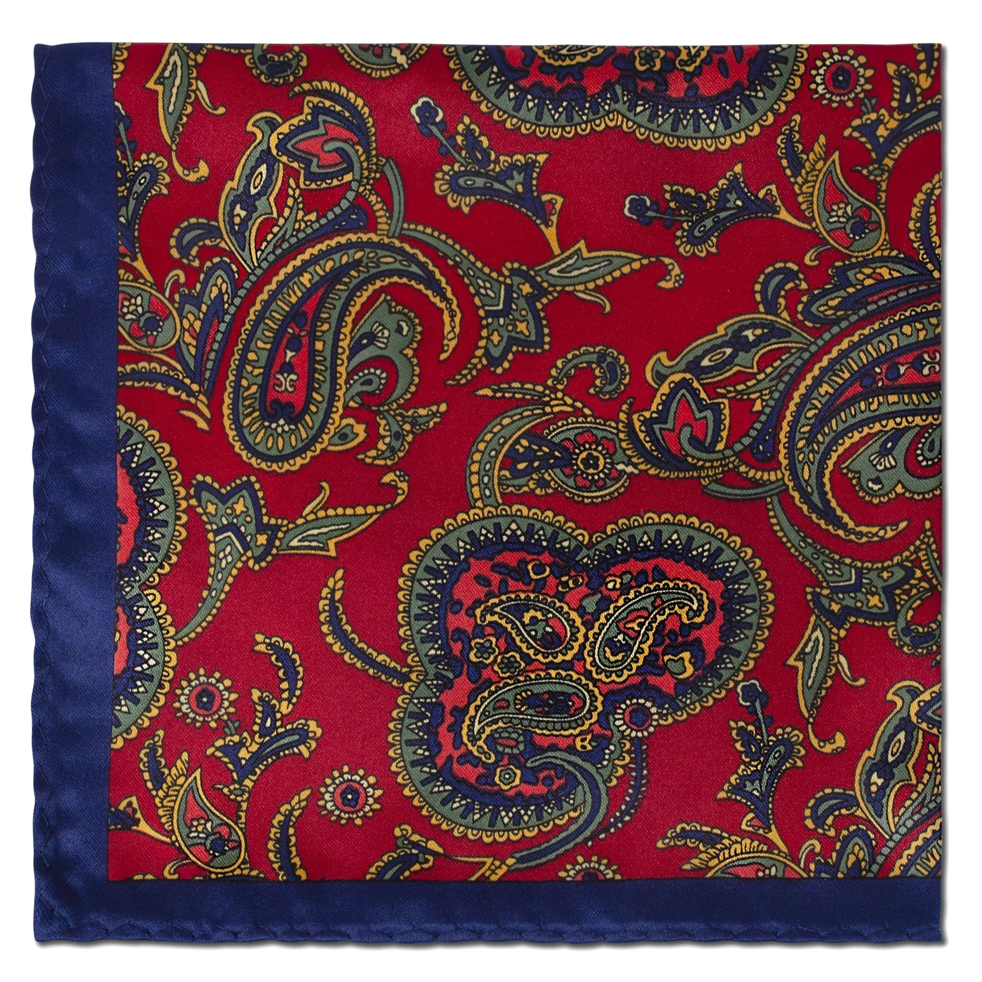 MarZthomson Large Paisley Pocket Square in Black and Red-Pocket Squares-MarZthomson-Red- Blue-Cufflinks.com.sg