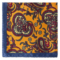 MarZthomson Large Paisley Pocket Square in Black and Red-Pocket Squares-MarZthomson-Yellow - Blue-Cufflinks.com.sg