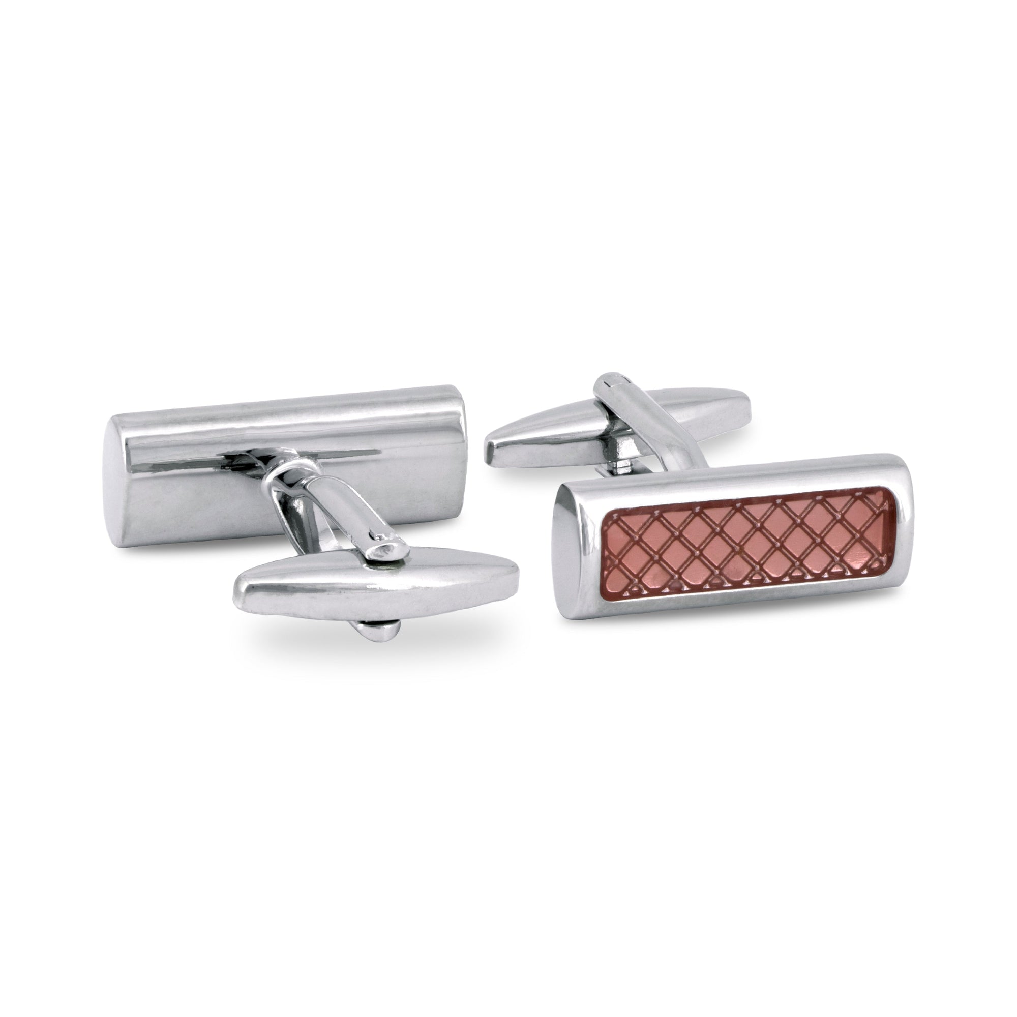 MarZthomson Rectangle Cufflinks with Pastel Pink Diamond Shape Details M-Cufflinks.com.sg