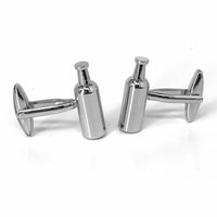 MarZthomson Wine Bottle Cufflinks in Silver c-Novelty Cufflinks-MarZthomson-Cufflinks.com.sg