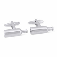 MarZthomson Wine Bottle Cufflinks in Silver c-Novelty Cufflinks-MarZthomson-Cufflinks.com.sg