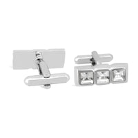 MarZthomsonHorizontal Clear Crystal Cufflink-Cufflinks.com.sg