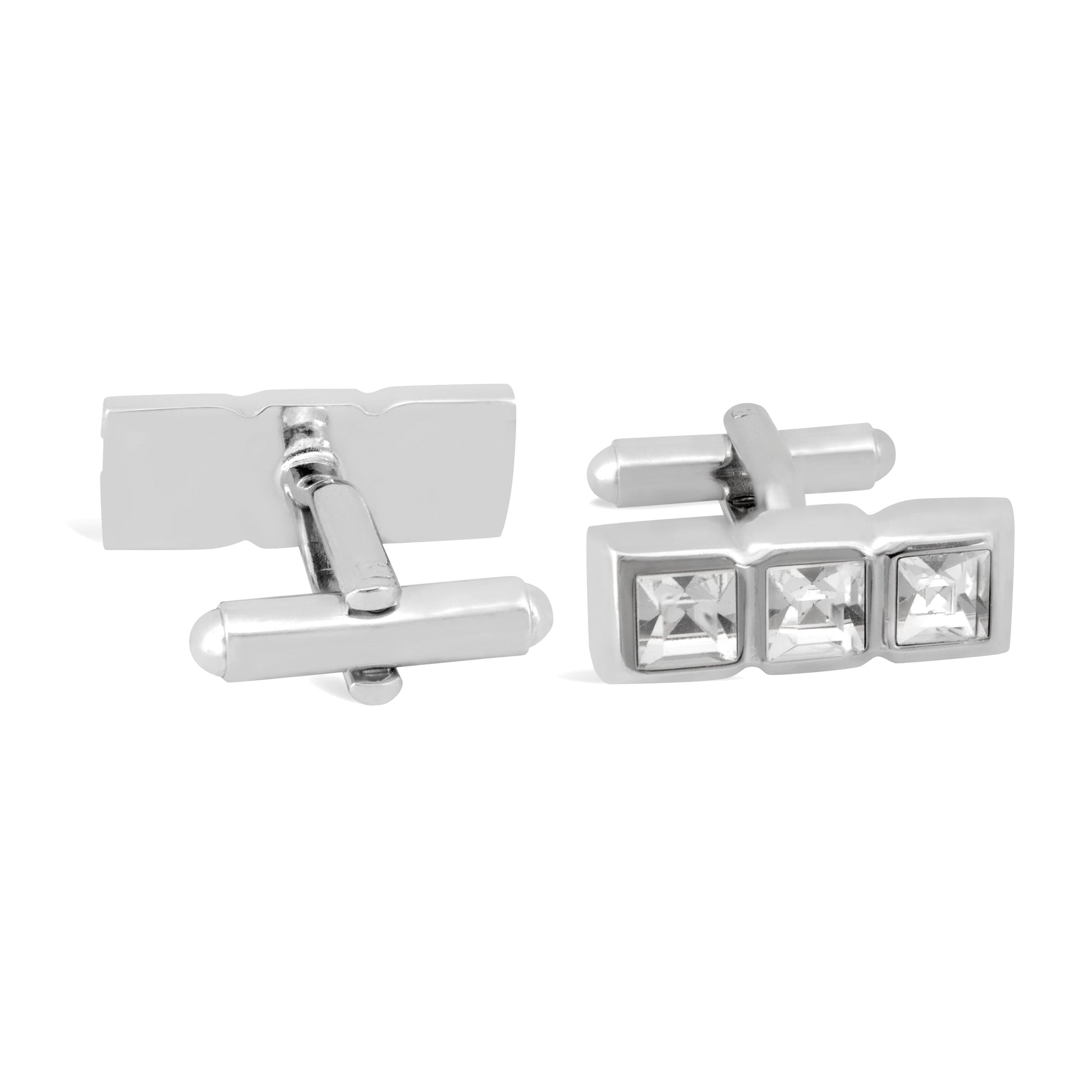 MarZthomsonHorizontal Clear Crystal Cufflink-Cufflinks.com.sg