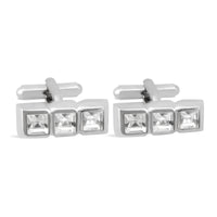 MarZthomsonHorizontal Clear Crystal Cufflink-Cufflinks.com.sg