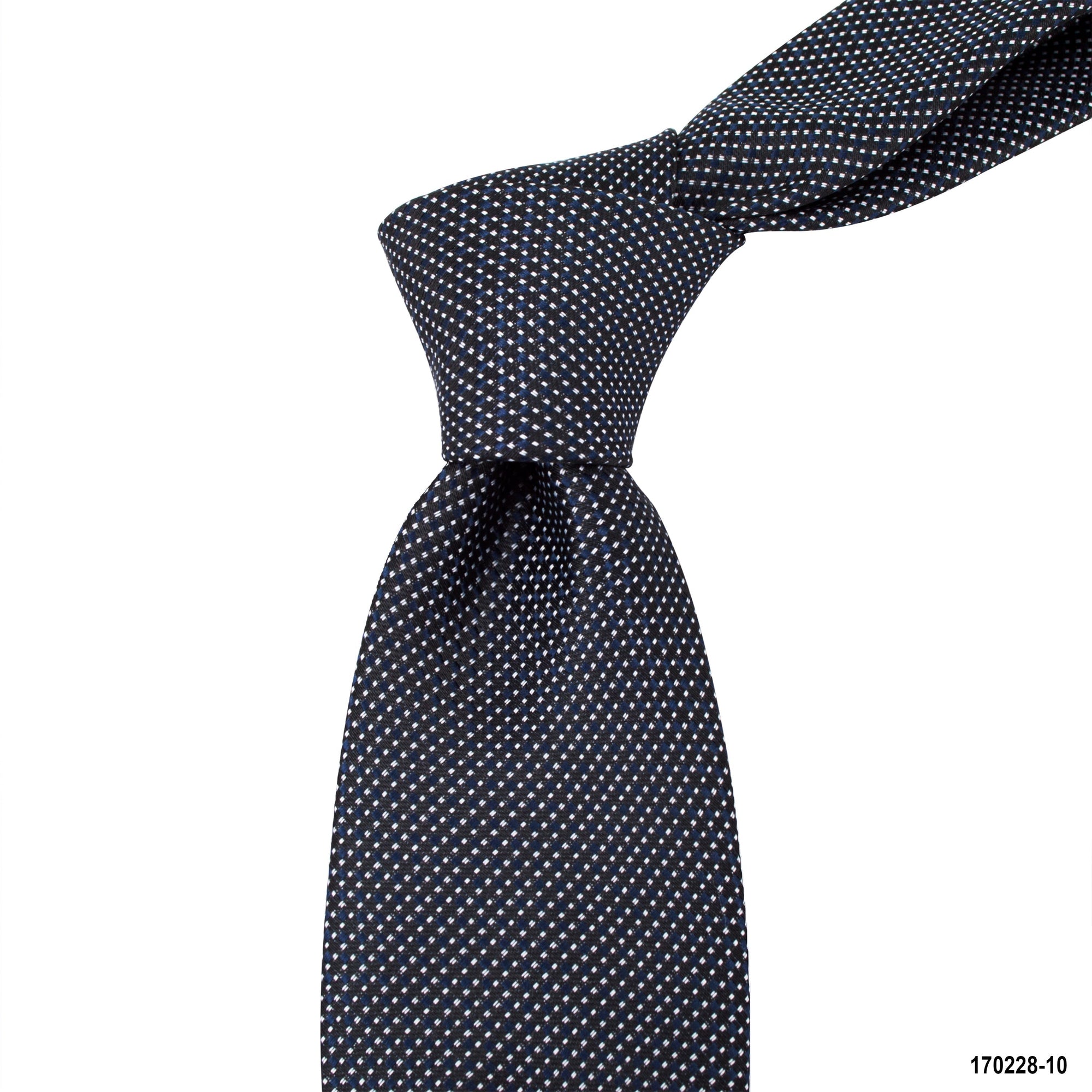 8cm White and Blue Micro-detail Woven Tie in Black M-Cufflinks.com.sg | Neckties.com.sg