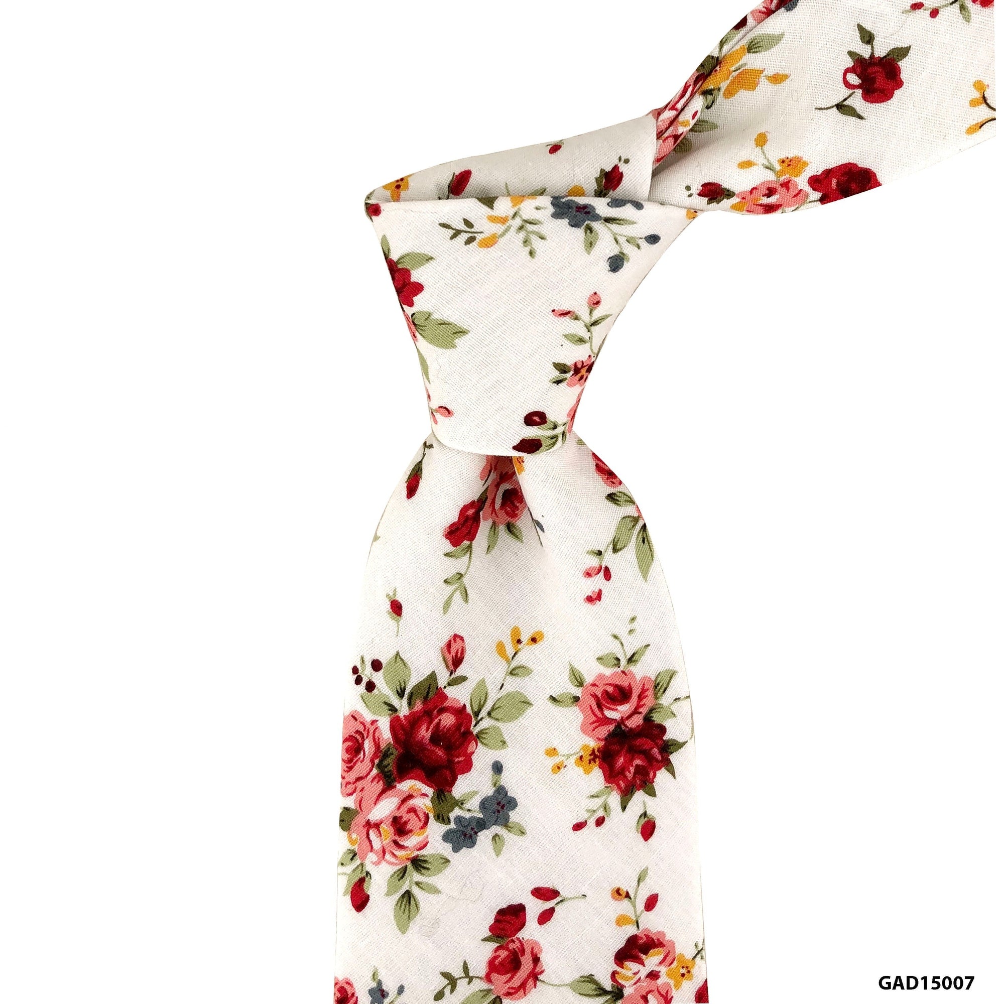 Marz 8cm Cotton Floral Tie in Off White A-Cufflinks.com.sg | Neckties.com.sg