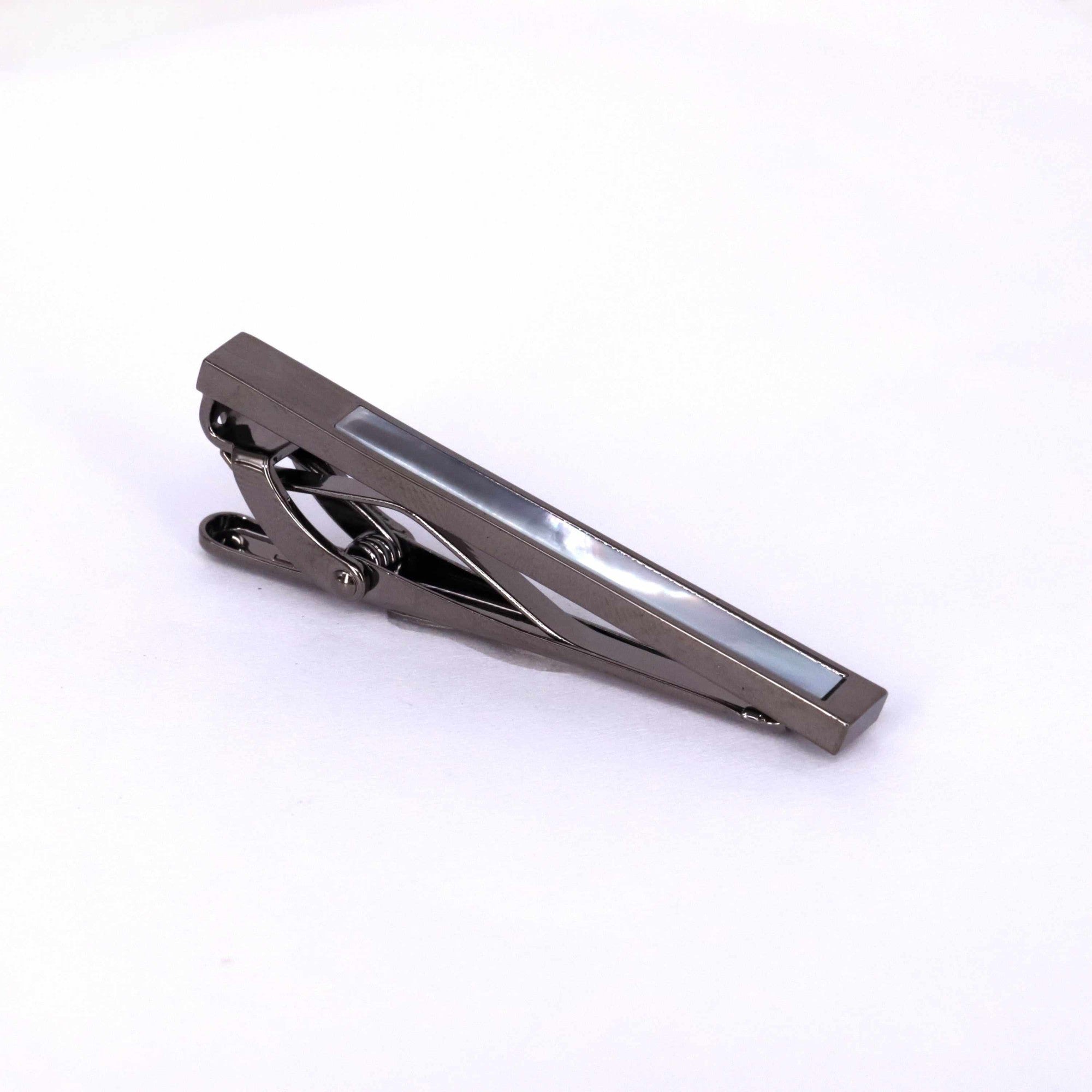 Marzthomson Mother of Pearl Tie Bar 5cm-Tie Clip-MarZthomson-Gun Metal-Cufflinks.com.sg